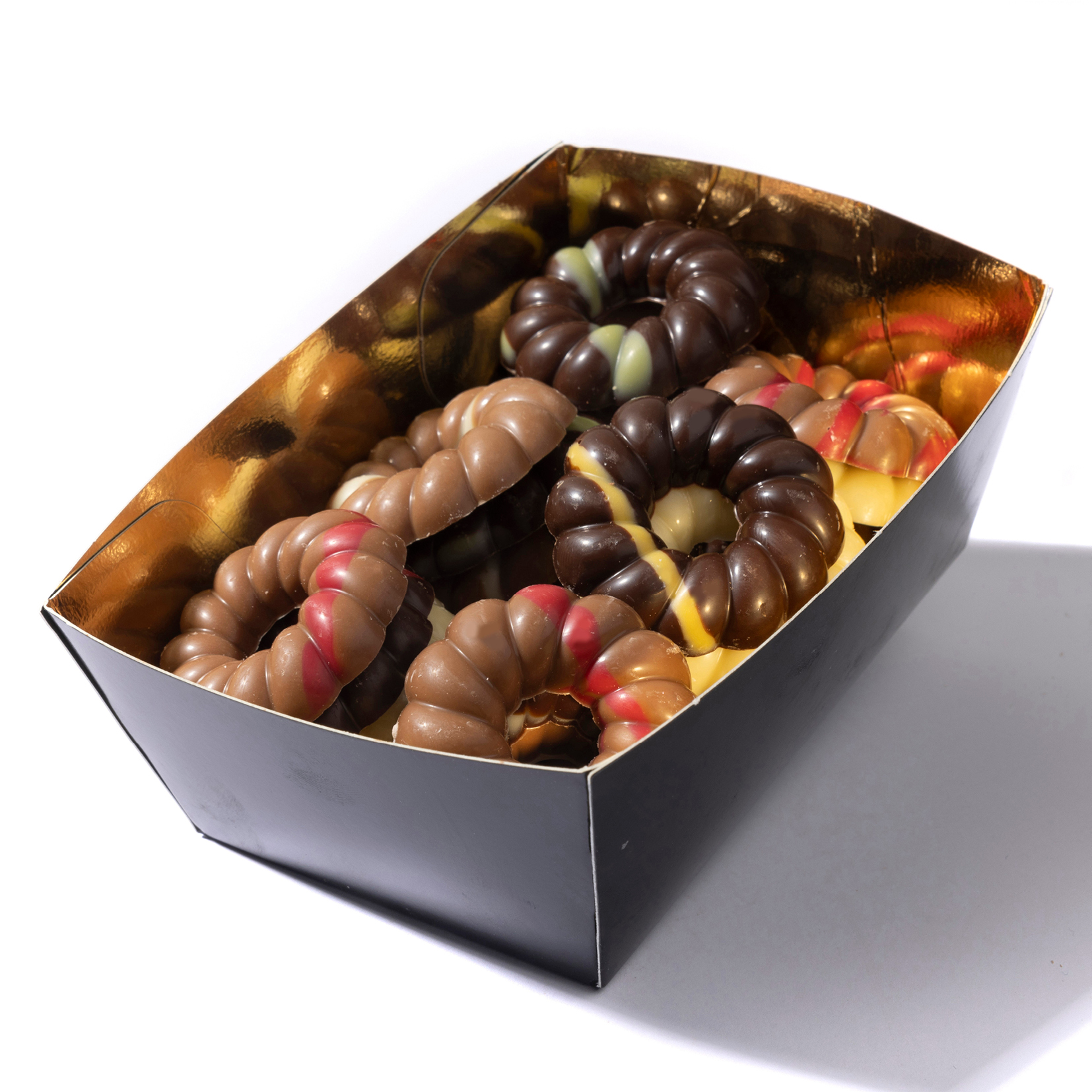 Chocolade bakje 175 gram, flowpack bakje chocolade, kransjes