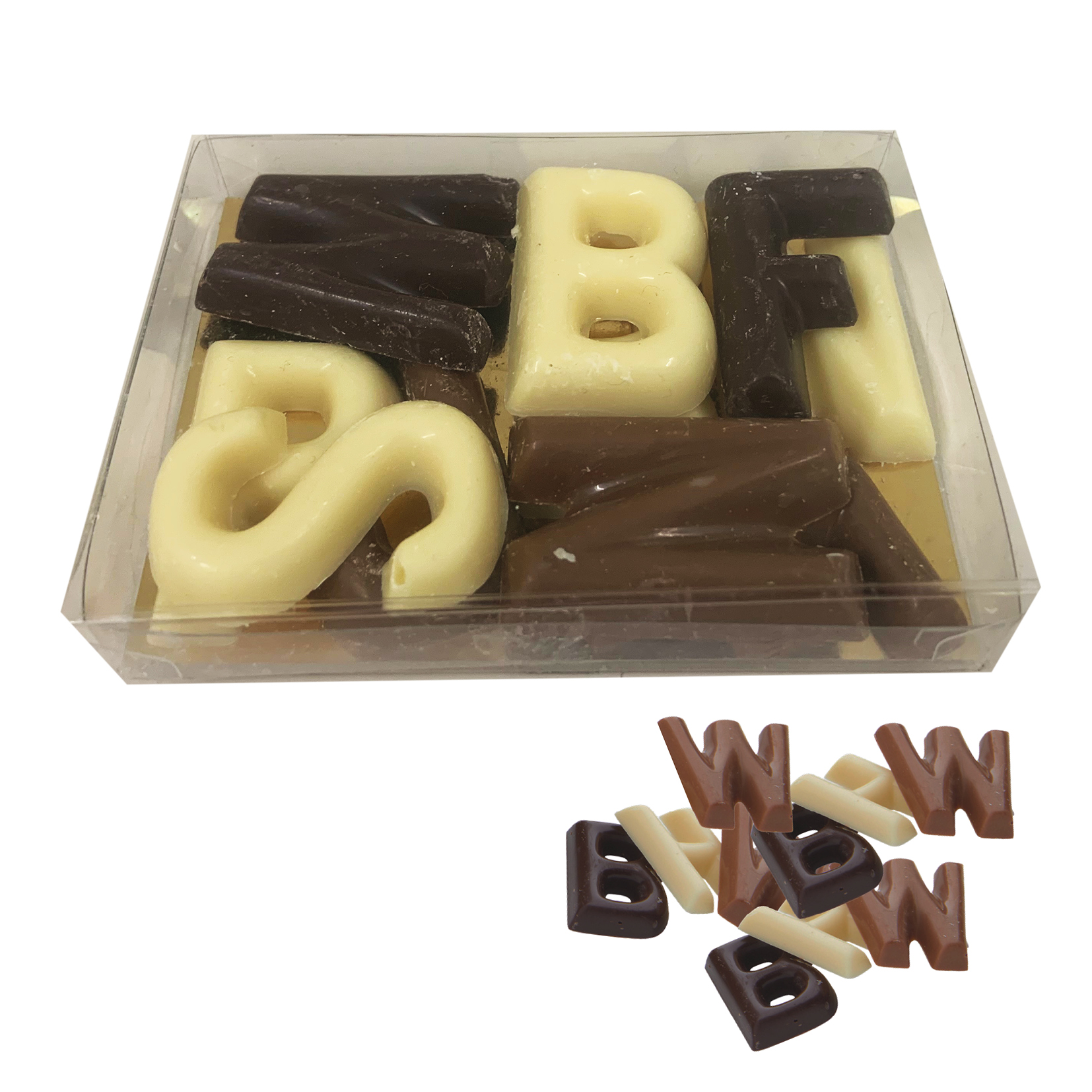 Chocolade lettertjes, sinterklaas lettertjes, doosje chocolade lettertjes